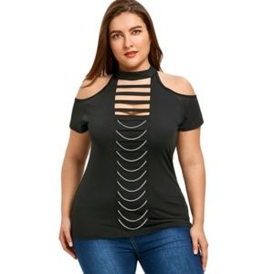 Plus size cold shoulder T- Shirt